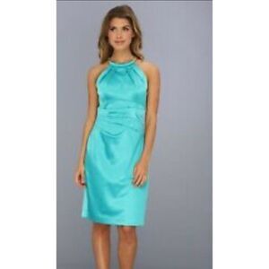 Eliza J Ruched Turquoise / Teal Halter Dress Size 4 NWT